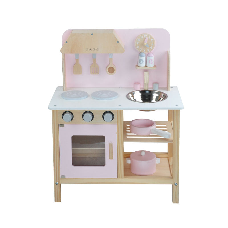 pretend play kitchen set in pastel pink